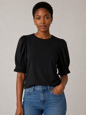 Madewell Black Hazel Femme Mixy Top S NWT